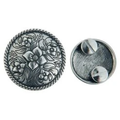 Flower Concho With Two Chicago Screws, Antique Silver/Zinc Die Cast, 1-3/16"