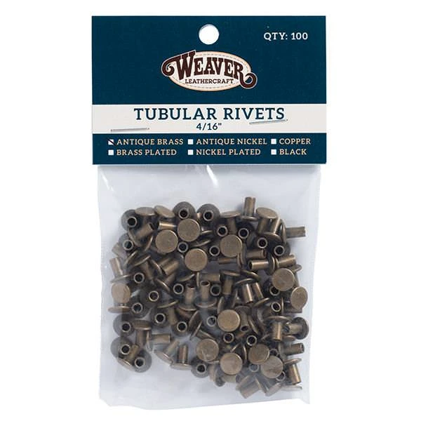 100-Pack Of #104 Tubular Rivets, Antique Brass 1 100-Pack Of #104 Tubular Rivets, Antique Brass