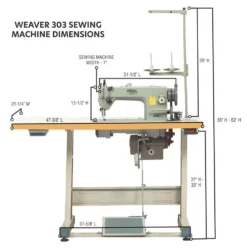 Weaver 303 Sewing Machine, Complete Stand & Servo Motor -Handmade Leather Store Weaver303MeasurementGraphic 47664aae 35a6 463d 8679 166f83d9bec8